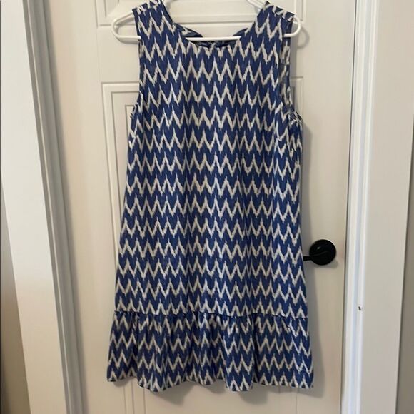 J.Crew Factory Blue and White Chevron Mini Dress - Picture 1 of 5